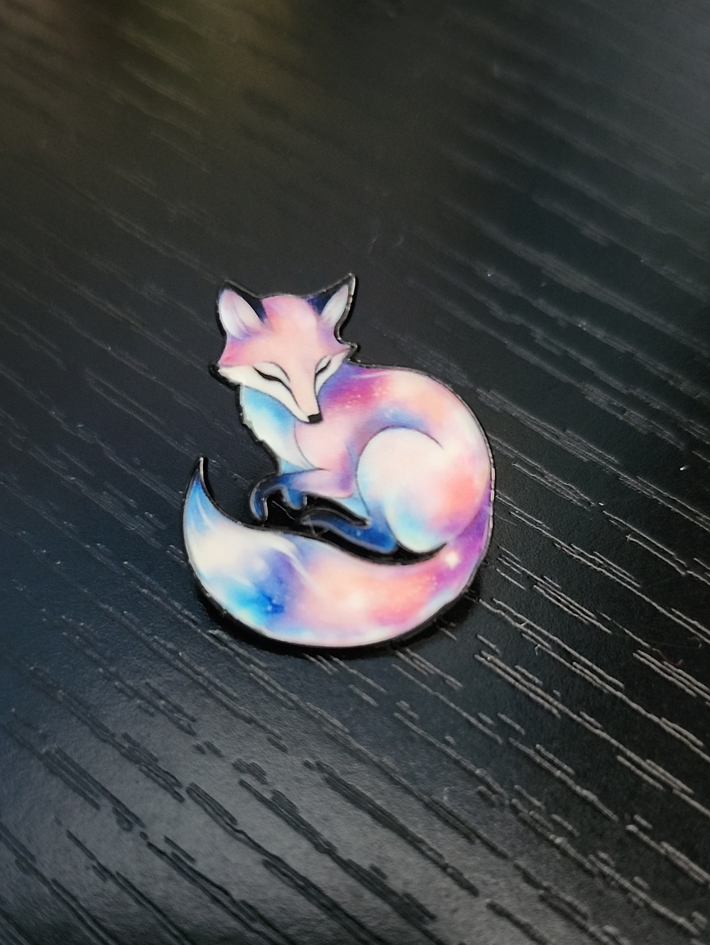 Colorful Galaxy Fox Enamel Pin - Pink Blue Purple
